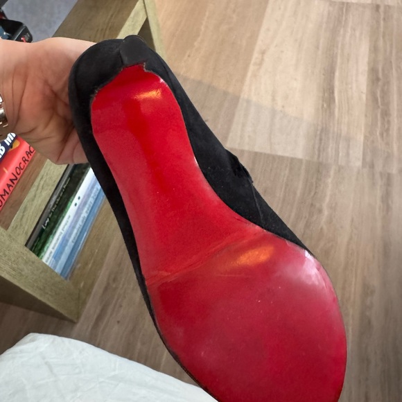 Christian Louboutin Black Suede Ankle Boots with Side Zipper - Picture 6 of 8